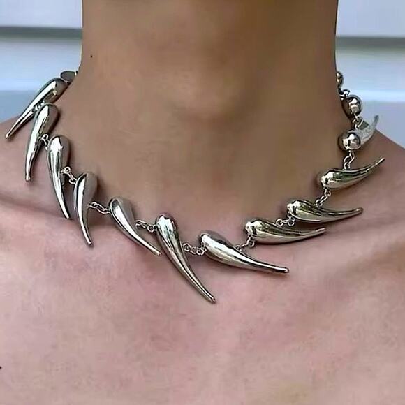 stainless steel Jewelry - Stainless Steel Spiked Silver Choker Necklace Punk Retro
